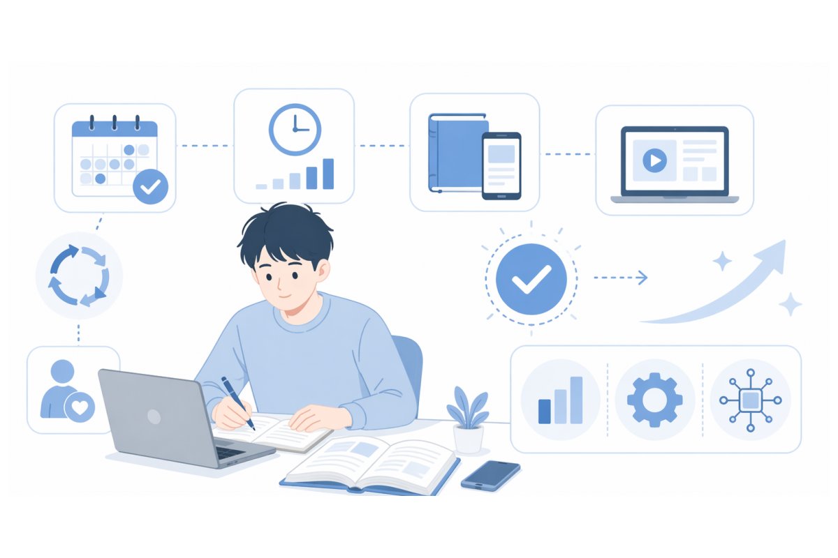 ITパスポートを独学で学ぶ初心者の勉強計画イメージ