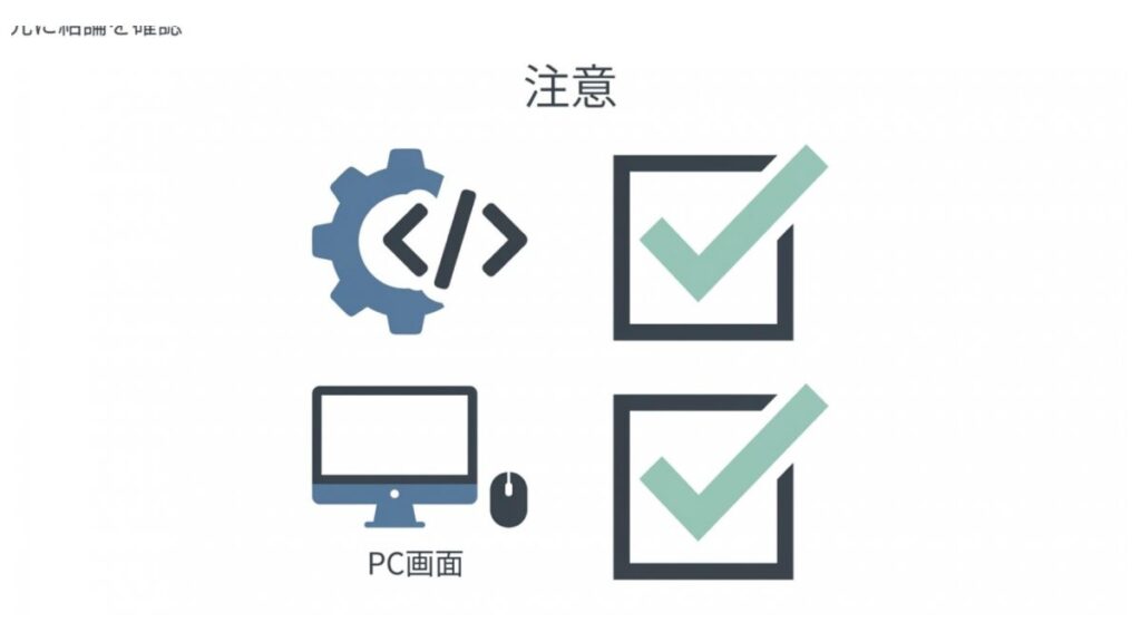 ITパスポートのPC画面操作とチェック項目を並べたCBT試験対策の注意図
