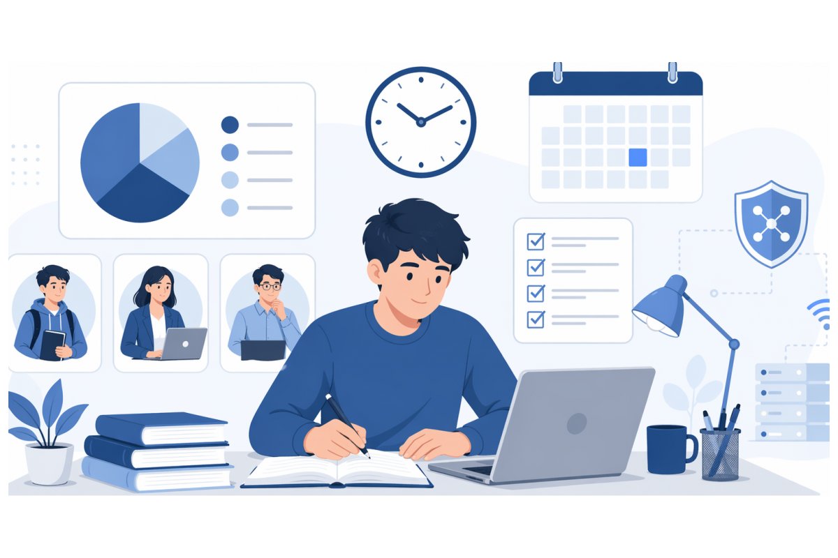 ITパスポートの勉強時間を計画する学習者の図解イメージ